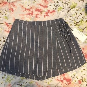 Grey and white striped skort